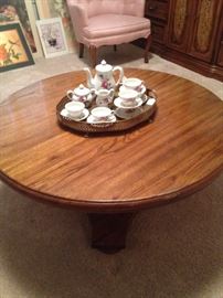 Round coffee table; darling tea set