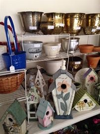 Darling birdhouses and planters