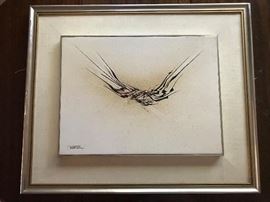 Original oil by Leonardo Nierman jungle bird