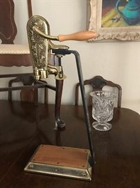 Brass and oak wine opener