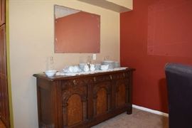 Art Nouveau-Deco Oak Beautiful Buffet Server Crendenza, Noritake Waynesboro China