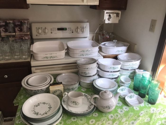 Lots and lots of corning ware, different patterns