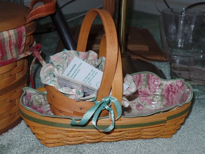 Ton of never used Longaberger baskets  - lots w/plastic and/or linen liners