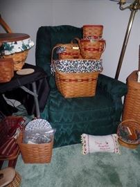 Ton of never used Longerberger baskets  - lots w/plastic and/or linen liners