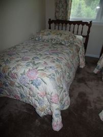 Pair of Walnut Twin Beds and mattresses