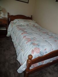 Another pair of Maple twin beds with mattresses w/matching night stand and dresser