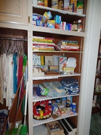 cook books, linens, food, storage bags, etc.