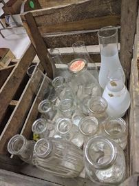 vintage glass milk bottles and miscellaneous 