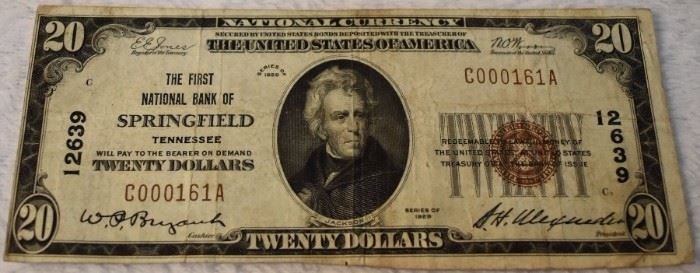 $20 Springfield National Tennessee Note