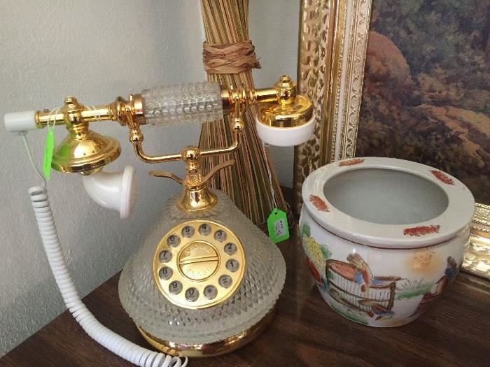 Modern day, cut crystal Victorian French Style telephone.  