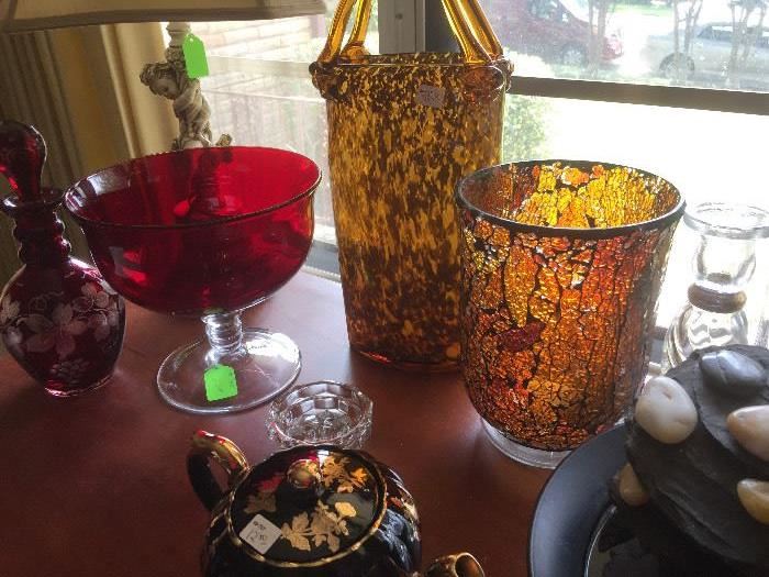 Decorative colored glass vases