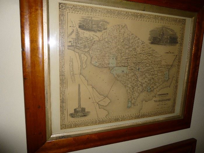 Framed vintage map 