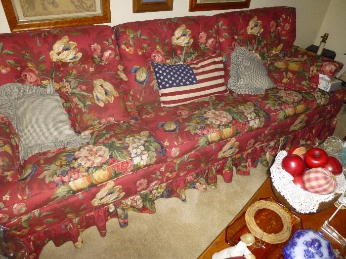 Skirted floral couch