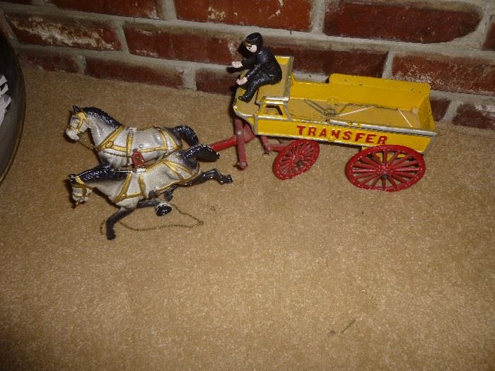 Vintage cast iron horse drawn Transfer wagon