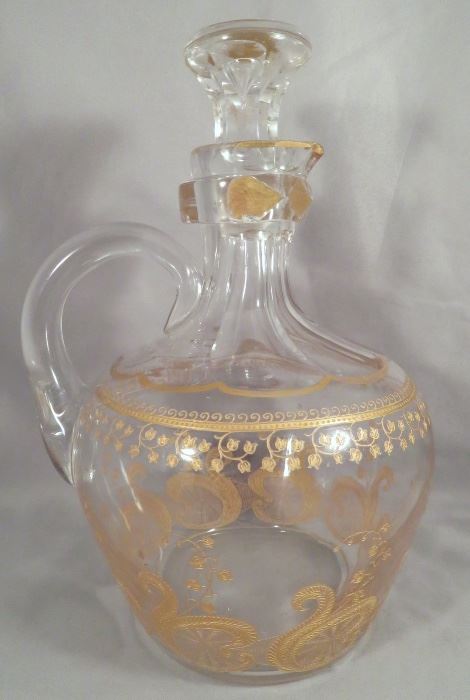 Rare and Antique Baccarat "Lily of the Valley" Gold Encrusted Decanter