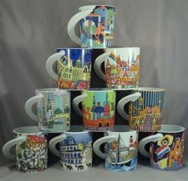 Vintage Set of (10) Rosenthal Porcelain Studio-Line "City Cup" Mugs