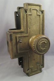 c. 1923 Russell & Erwin "Russwin" Complete Bronze  Door Knob Hardware Set in the "Thetis" Pattern