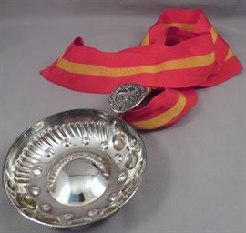 Marked French Silver "Confreries des Chevaliers du Tastevin" Tastevin with Ribbon Lanyard