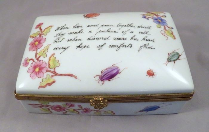 Rare and Early Camille Le Tellac LARGE Hand-Painted Limoges Box from Tiffany & Co. "Private Sock" 