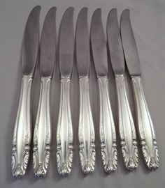 Set of (7) Wallace Sterling Silver Handled Dinner Knives in the "Stradivari" Pattern (Stainless Steel Blades) 