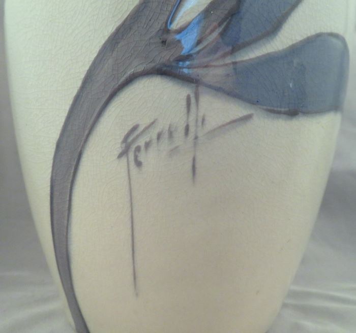 Signature of Frank Ferrell on Weller "Eocean" Vase