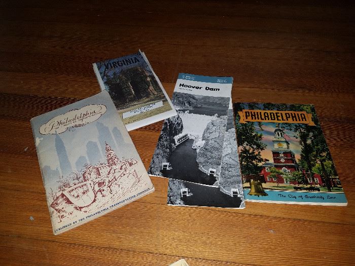 Vintage travel brochures and road maps