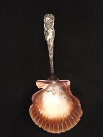 Very Unique Sterling Silver Spoon made with Painted Sea Shell