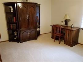 desk and media center