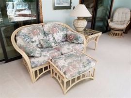 rattan sofa and ottoman