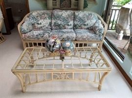 rattan sofa and ottoman