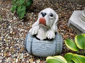 Granite dog statue