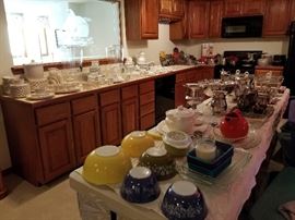 pyrex and dishes