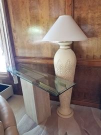 sofa table and floor lamp