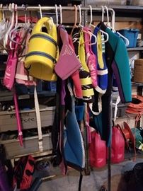Life jackets and wet suits 