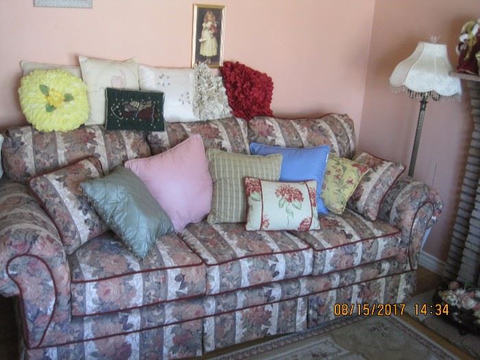 Floral Sofa, Decorative Pillows