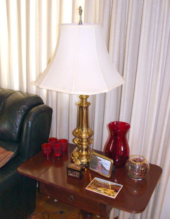 Vintage Drop-Leaf End Table, Stiffel Table Lamp