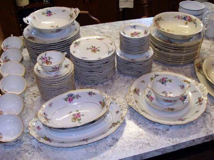 Haviland Limoges China Set - Chantilly Pattern              service for 12+ with Serving Pieces, Hutschenreuther Selb Bavaria China Set
