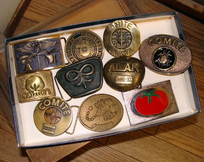 Vintage Brass Belt Buckles, Uniroyal Chemical Corp., Pesticides, Cotton, Insects, Bugs