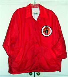 Vintage windbreaker jacket w Uniroyal Chemical creepy bug Pesticide patch, Comite
