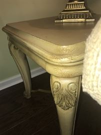 Corner view of side table in living room