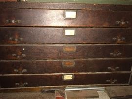 Antique wooden drafting storage cabinet