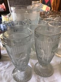 Vintage pitcher and glass set