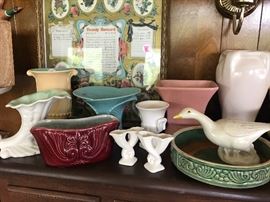 Variety of vintage pottery including Red Wing