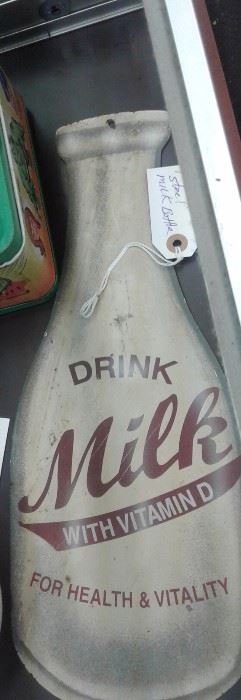 Vintage Pressed Steel Milk Bottle Sign