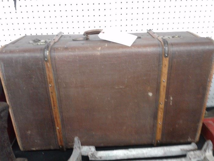 1930's Wood and Leather Suitcase