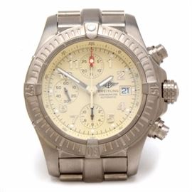 Breitling Avenger Chrono Titanium 44mm Cream Automatic Wristwatch: A Breitling Avenger Chrono Titanium 44.00 mm cream automatic wristwatch. The watch does not come with box or papers.