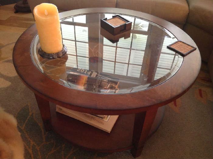 Round Glass / Wood Coffee Table $ 100.00