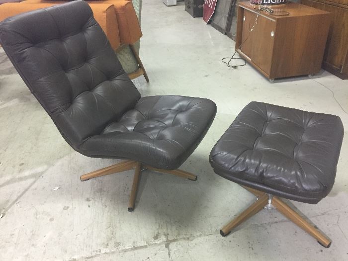 mid-century chair and ottoman