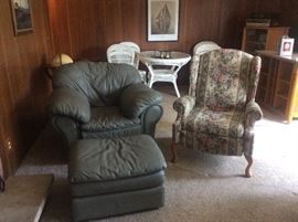 Leather chair & ottoman