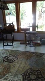 Two Bar Stools, Stained Glass window Pieces